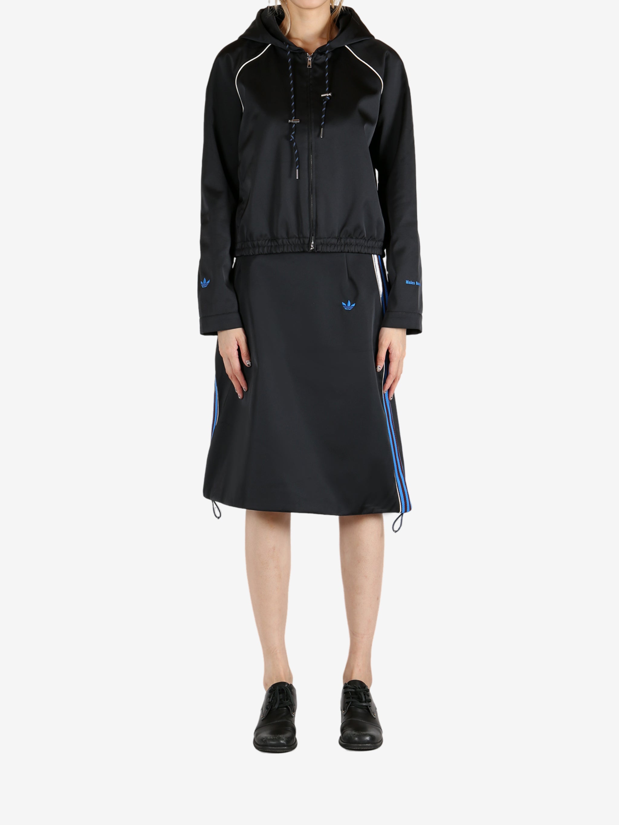 Black hoodie, full body view