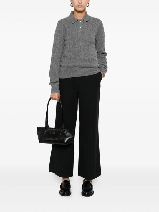 Grey knitwear, full body view