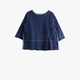 Navy top, front view