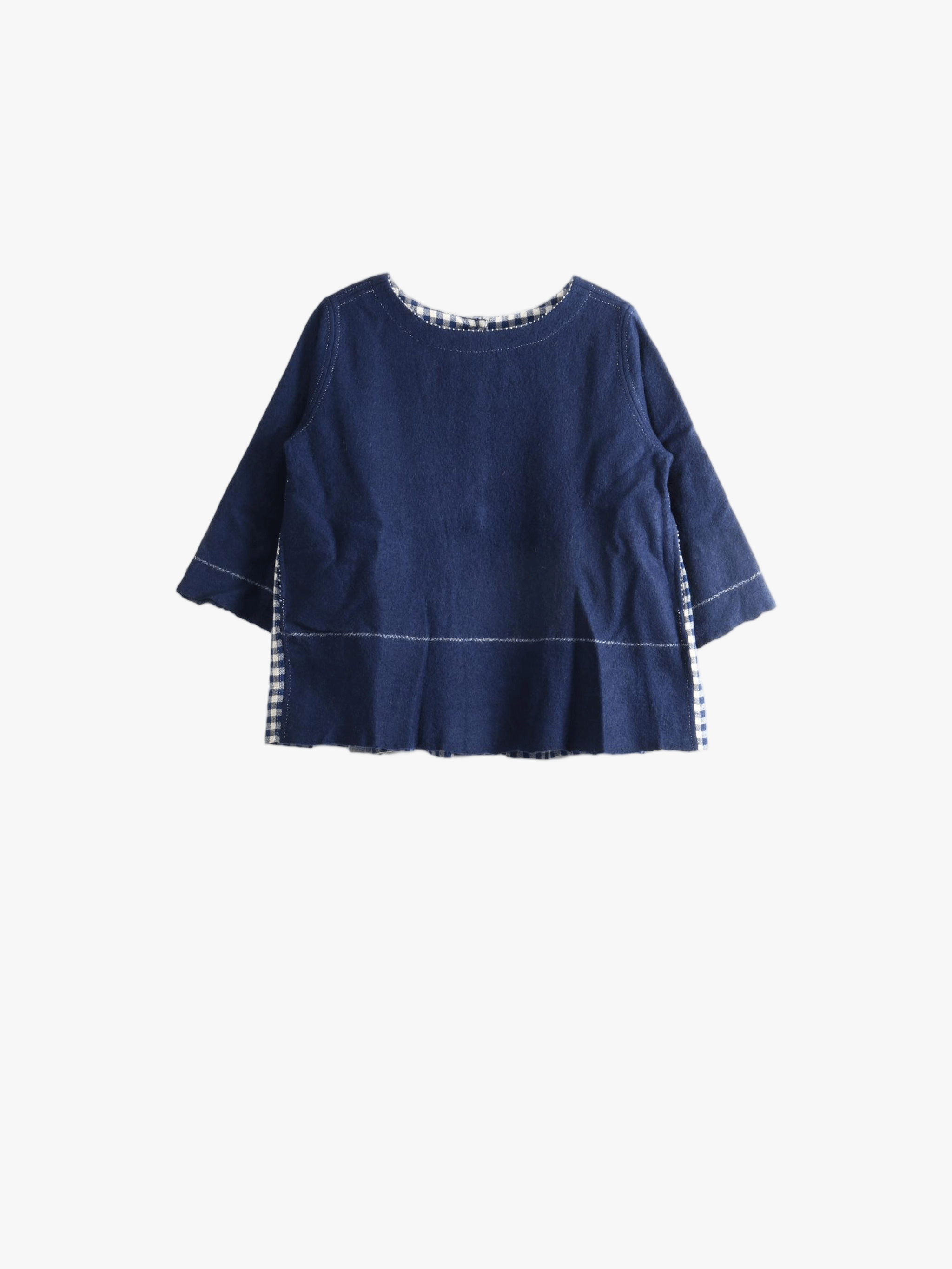 Navy top, front view