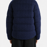 Navy knitwear, full body view