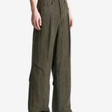 Green jeans, full body view