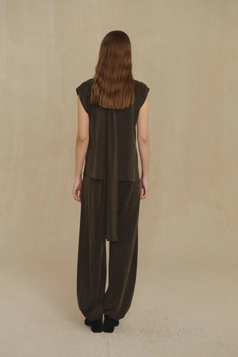 Brown pants, full body view