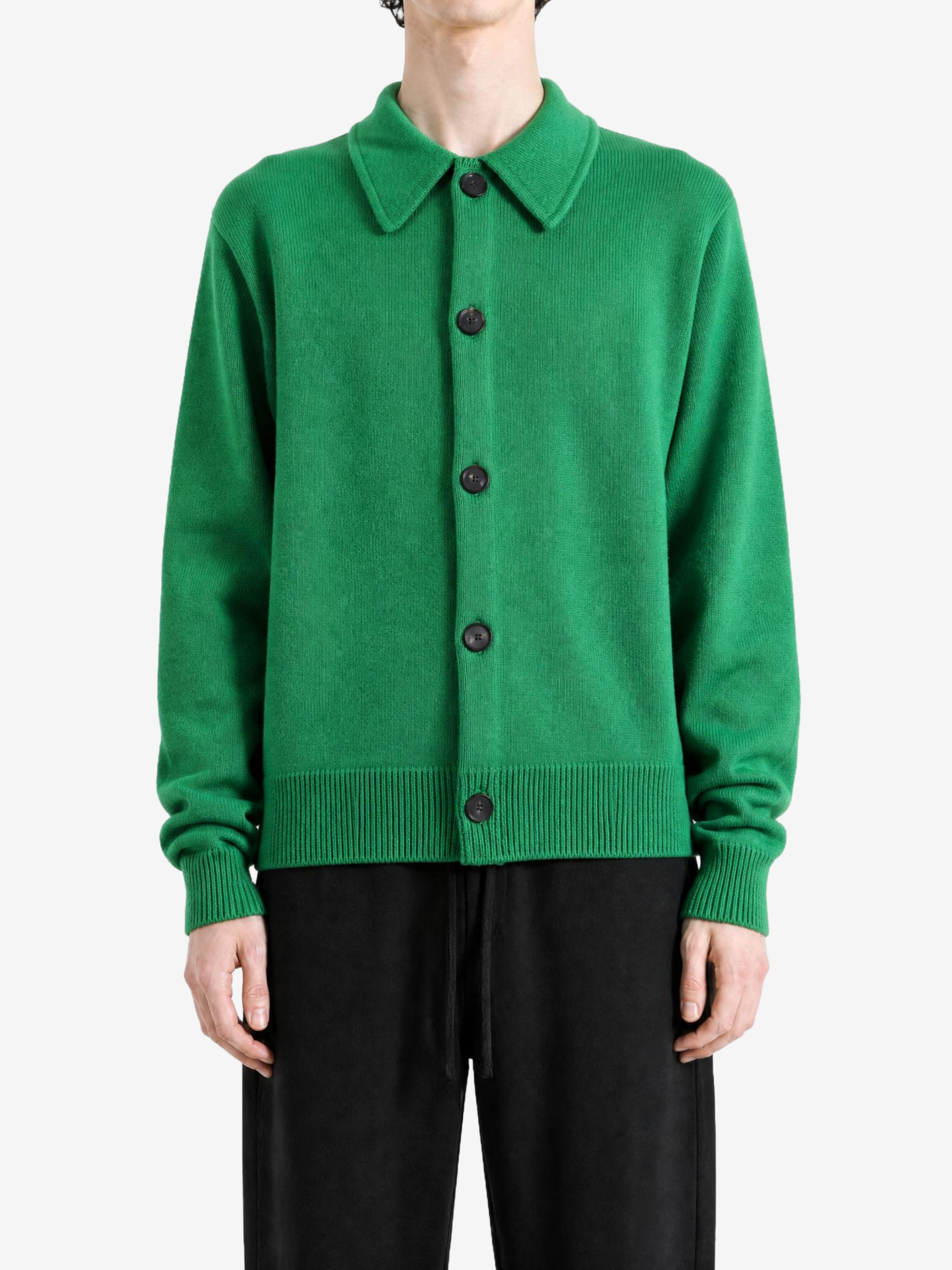 Green knitwear, full body view