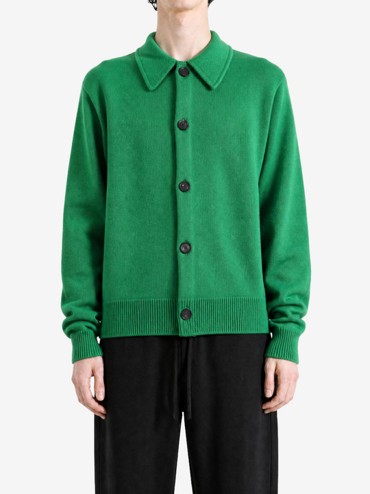 Green knitwear, full body view