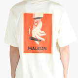 White t-shirt worn by a person, showing the shirt's fit