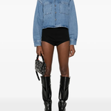 blue shirt, full body view