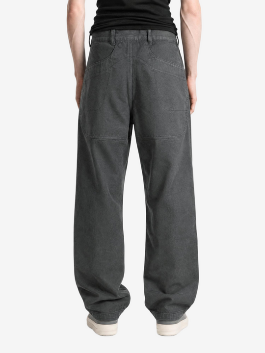 Grey pants, full body view
