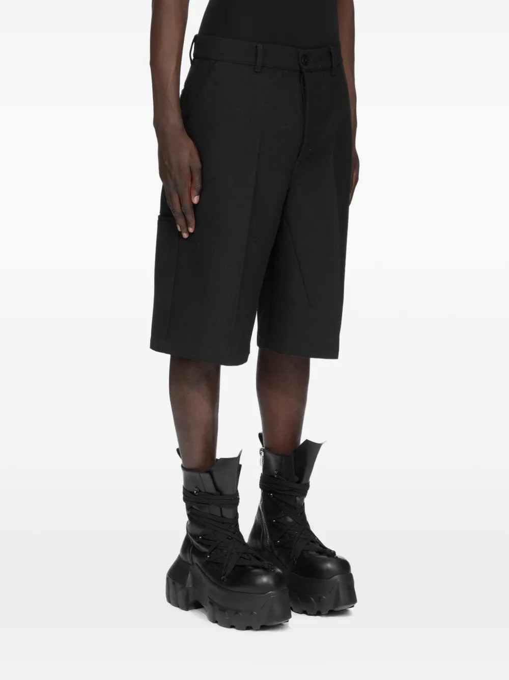 Black shorts, full body view