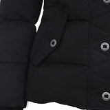 Close up of the black jacket, showing texture of the cotton and nylon fabric