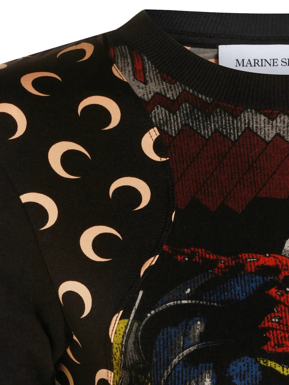 Close up of Black t-shirt, showing detail