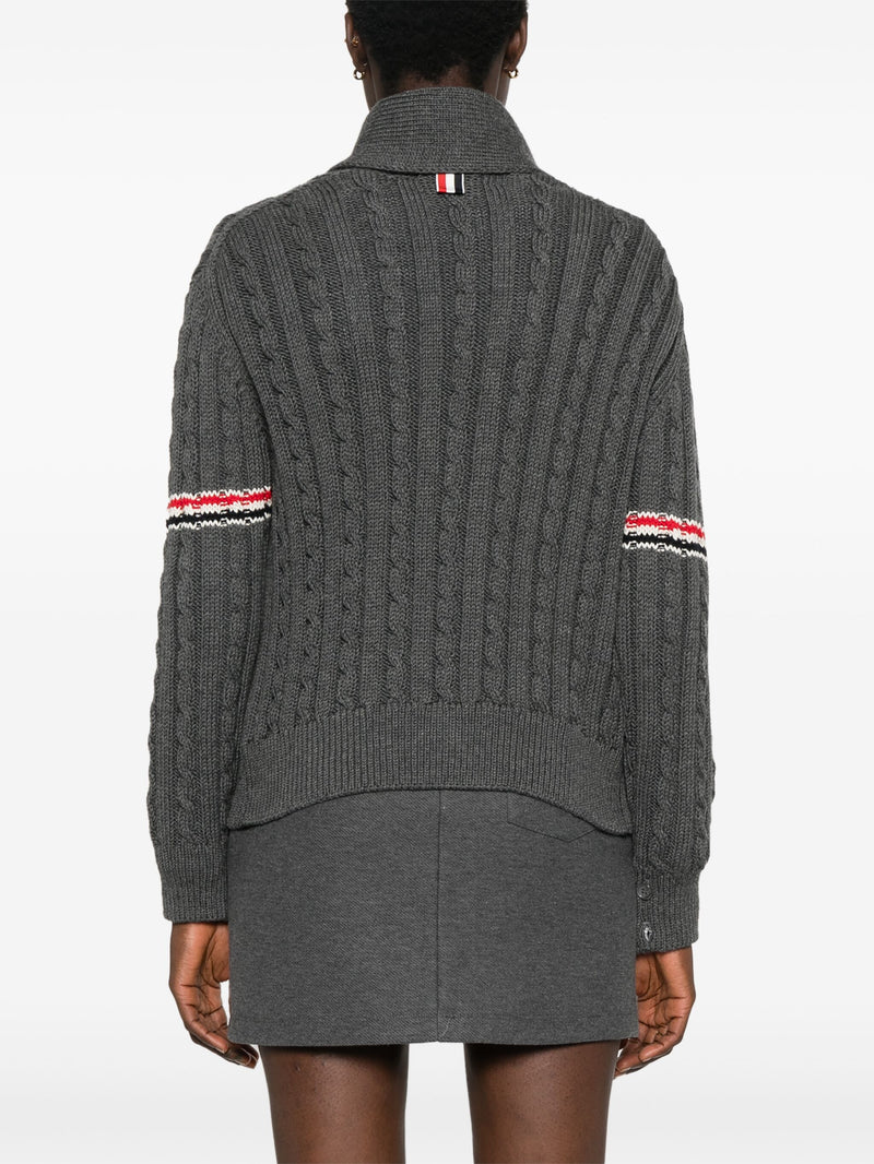 THOM BROWNE - Women Baby Cable Stitch Shawl Collar Cardigan