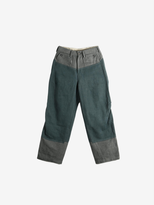 Green jeans, front view
