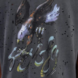 Black t-shirt worn by a person, showing the t-shirt fit