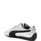 Grey sneakers, back view