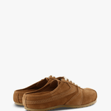 Tan shoes, back view