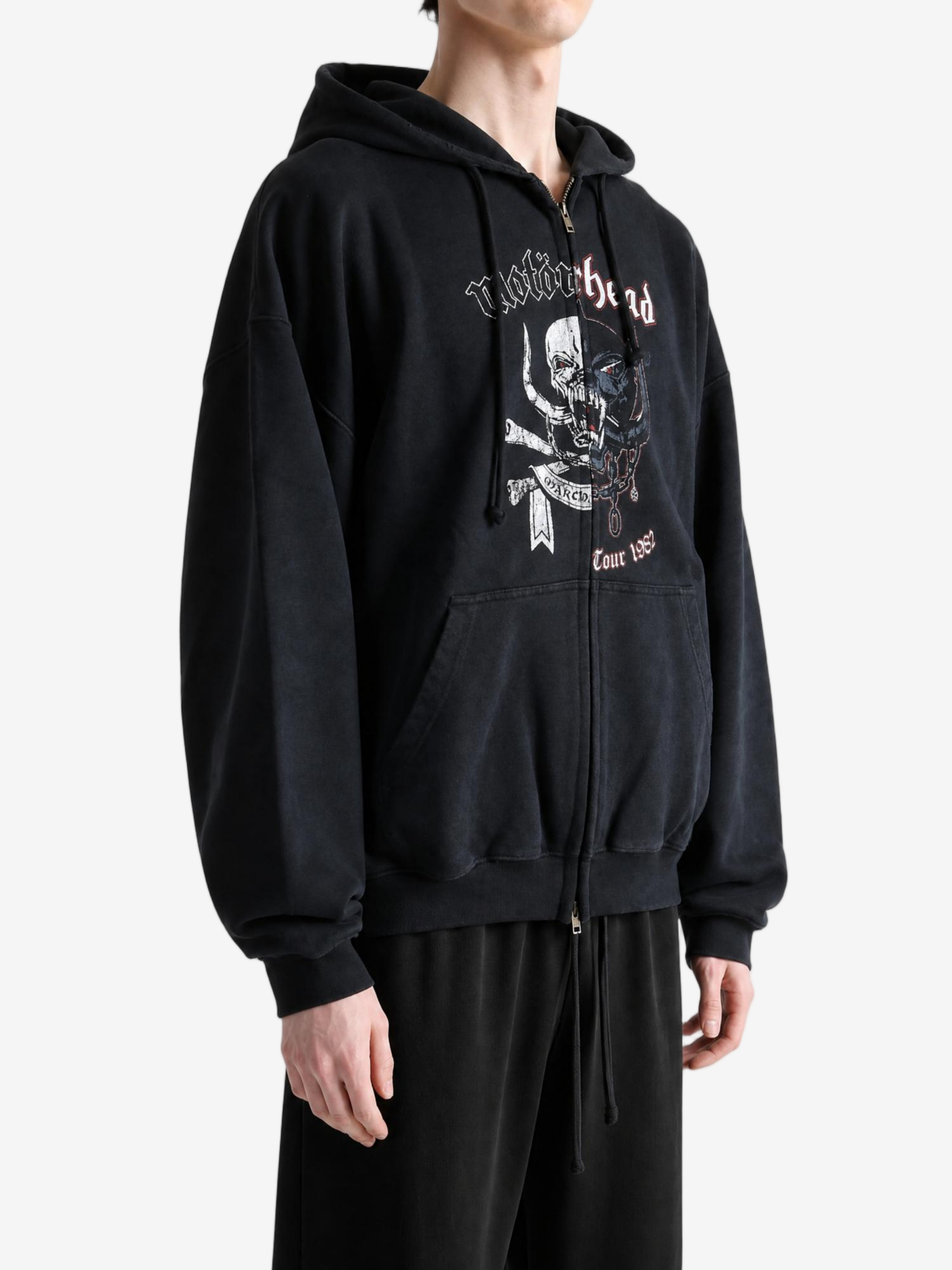 Black hoodie, full body view