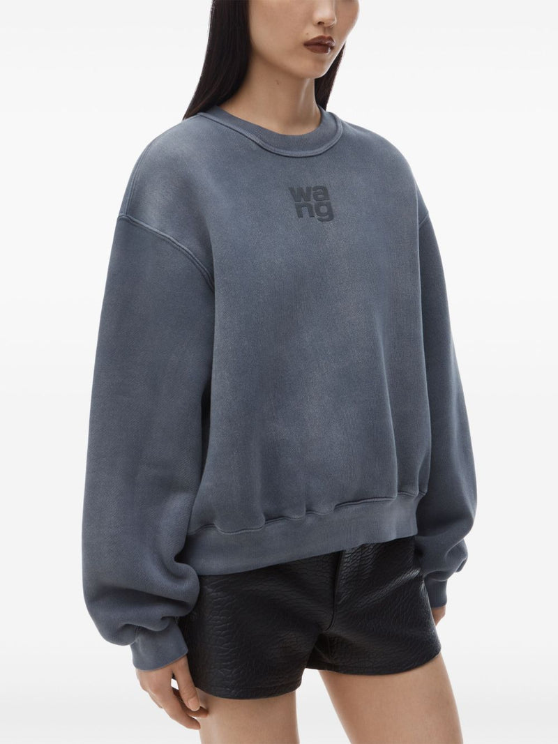 T BY ALEXANDER WANG - Women Essential Terry Crew W/ Puff Paint Logo Sweatshirt