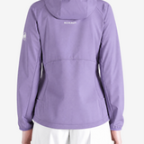 Purple jacket worn by a person, showing the jacket fit