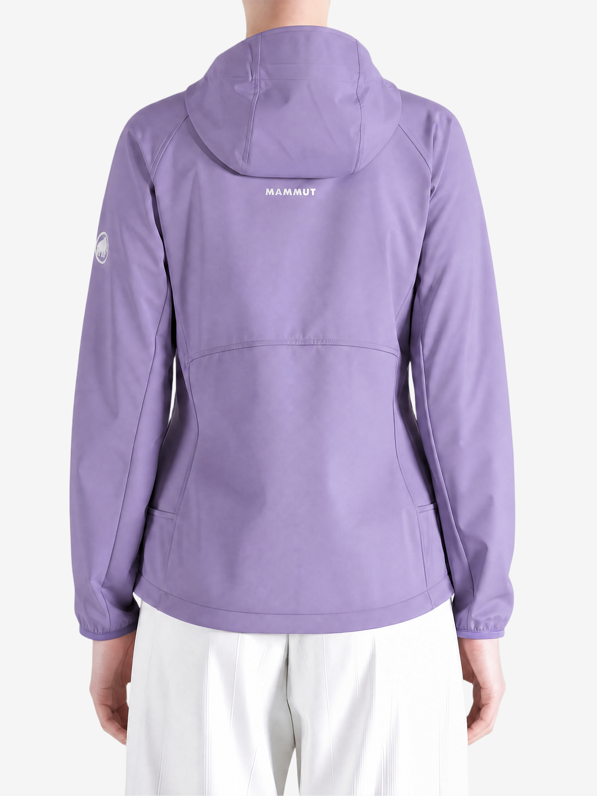 Purple jacket worn by a person, showing the jacket fit