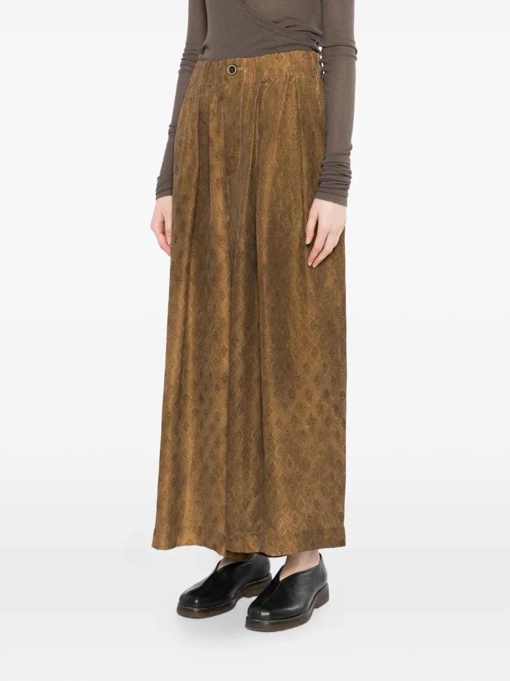 Brown pants worn by a person, showing the pants fit