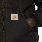 Close up of Black jacket, showing texture of the 100% canvas fabric