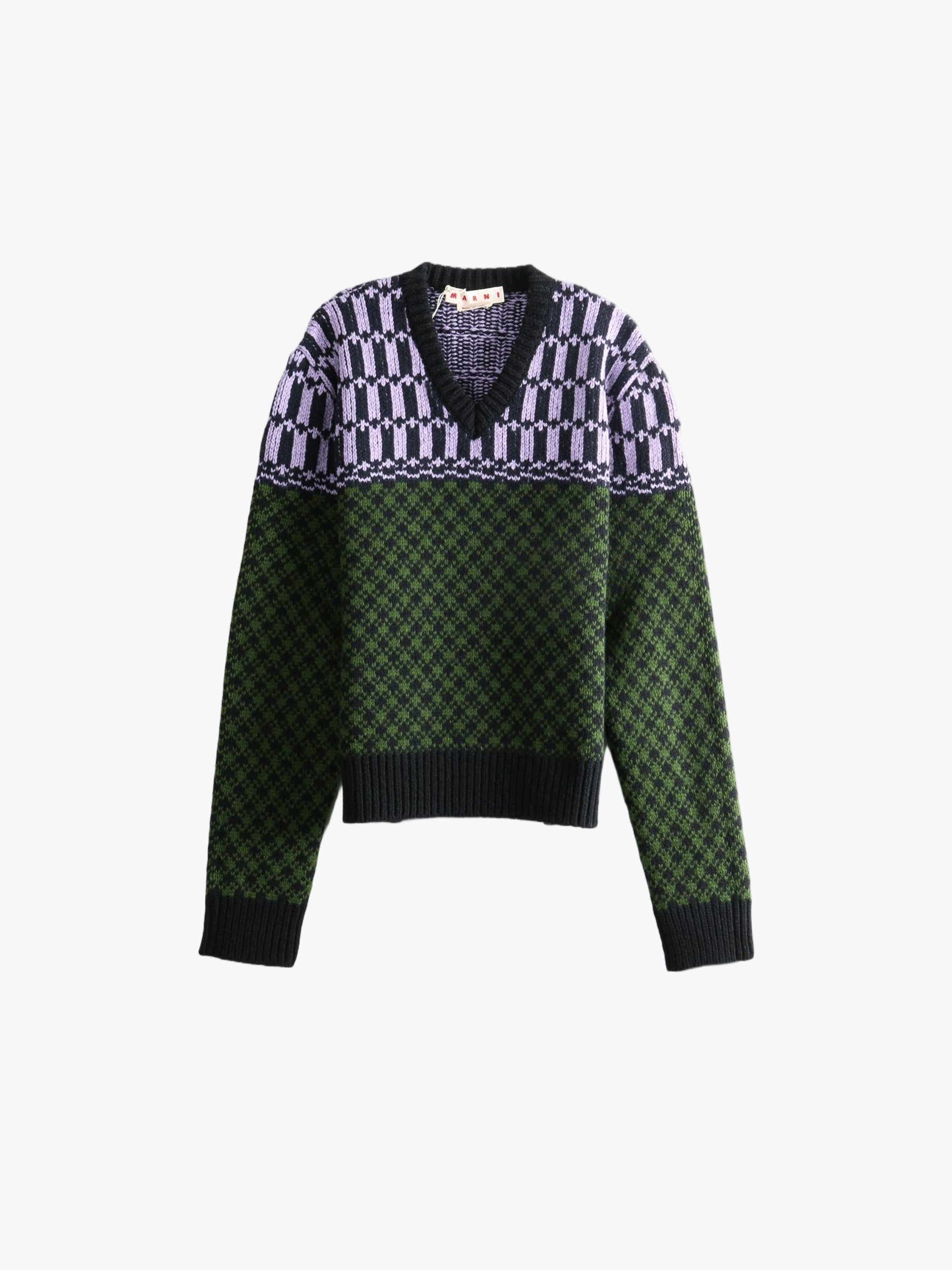 Green knitwear, front view