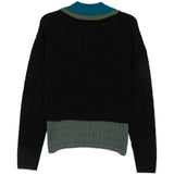 DRIES VAN NOTEN - Men Contrast Panel Ribbed-Knit Jumper