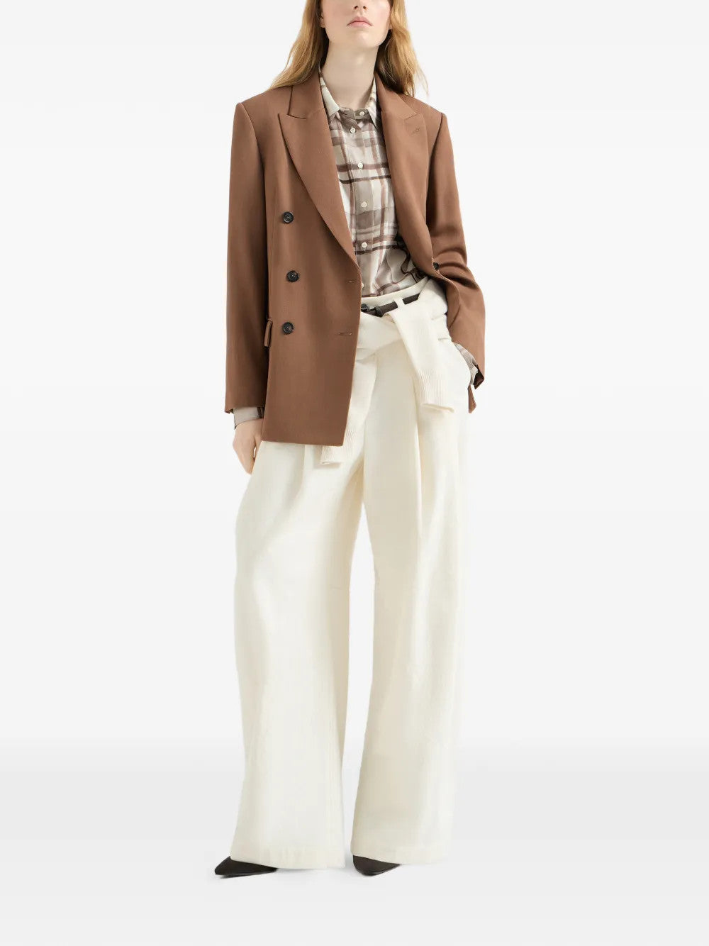 Tan pants, full body view