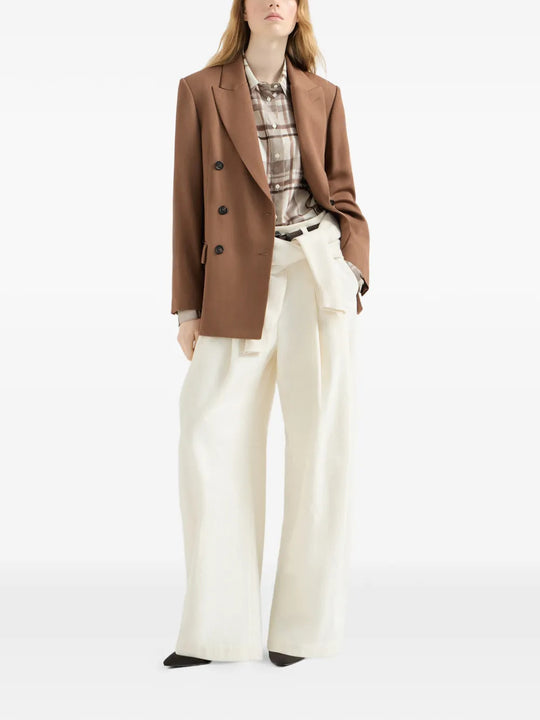 Tan pants, full body view