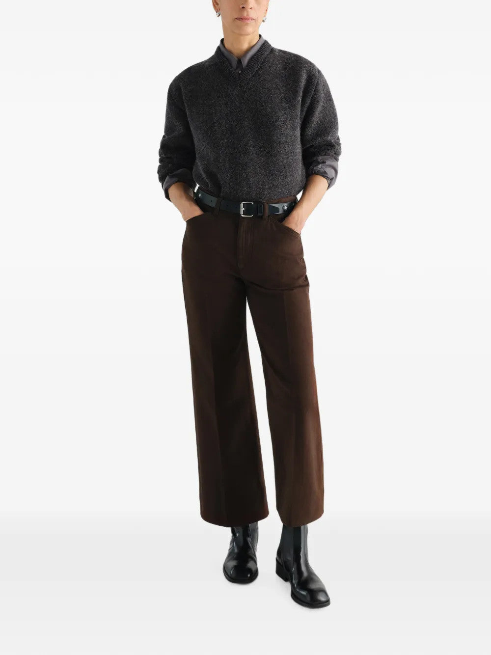 Brown pants, full body view