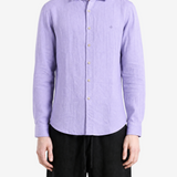Purple shirt, full body view
