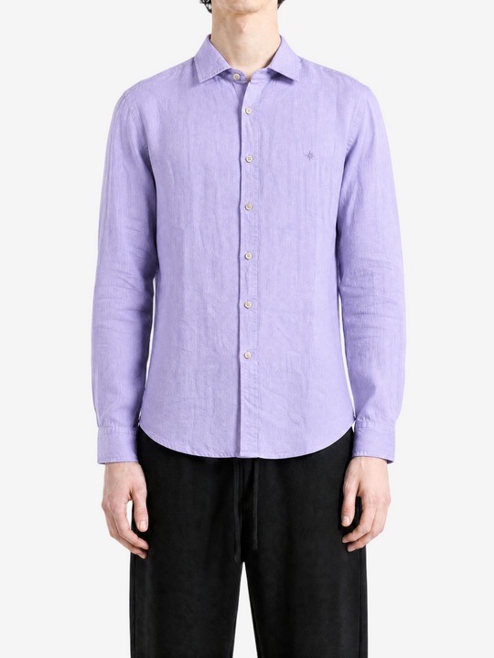 Purple shirt, full body view