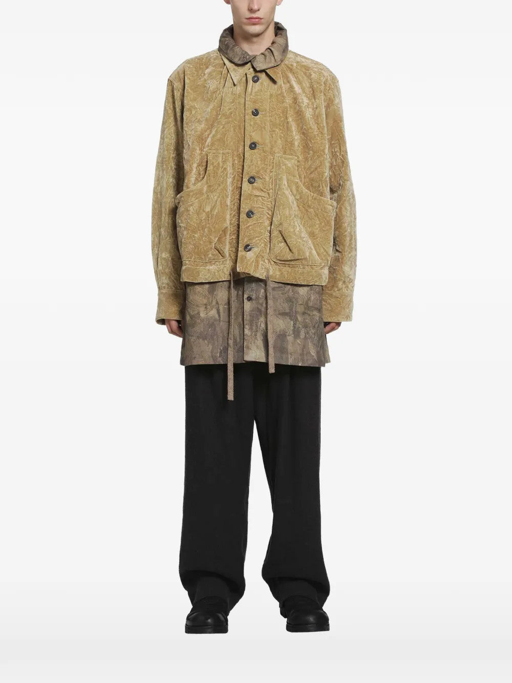 Tan jacket, full body view