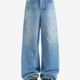 Blue pants, full body view