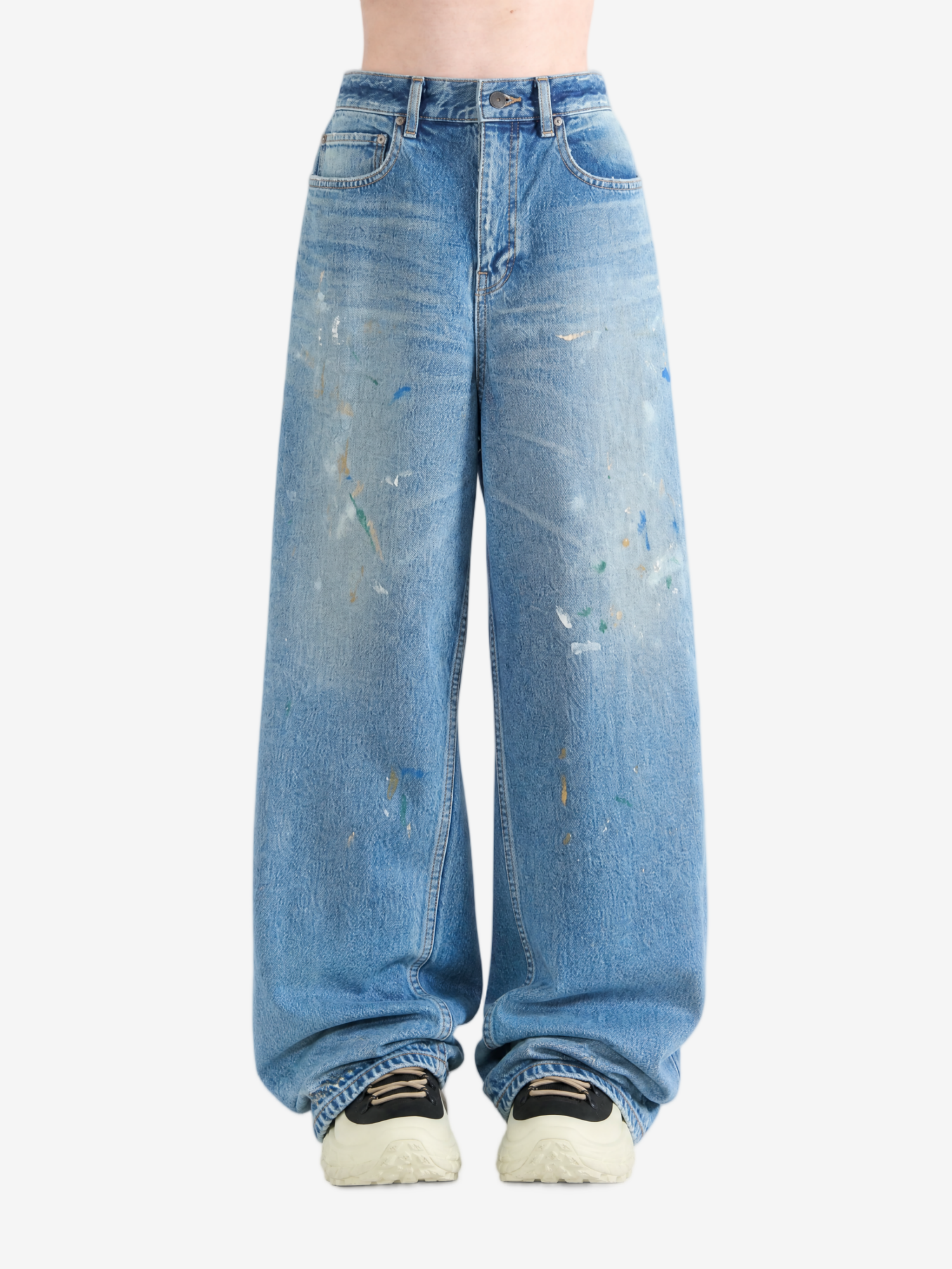 Blue pants, full body view