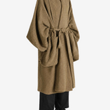 Tan jacket, full body view