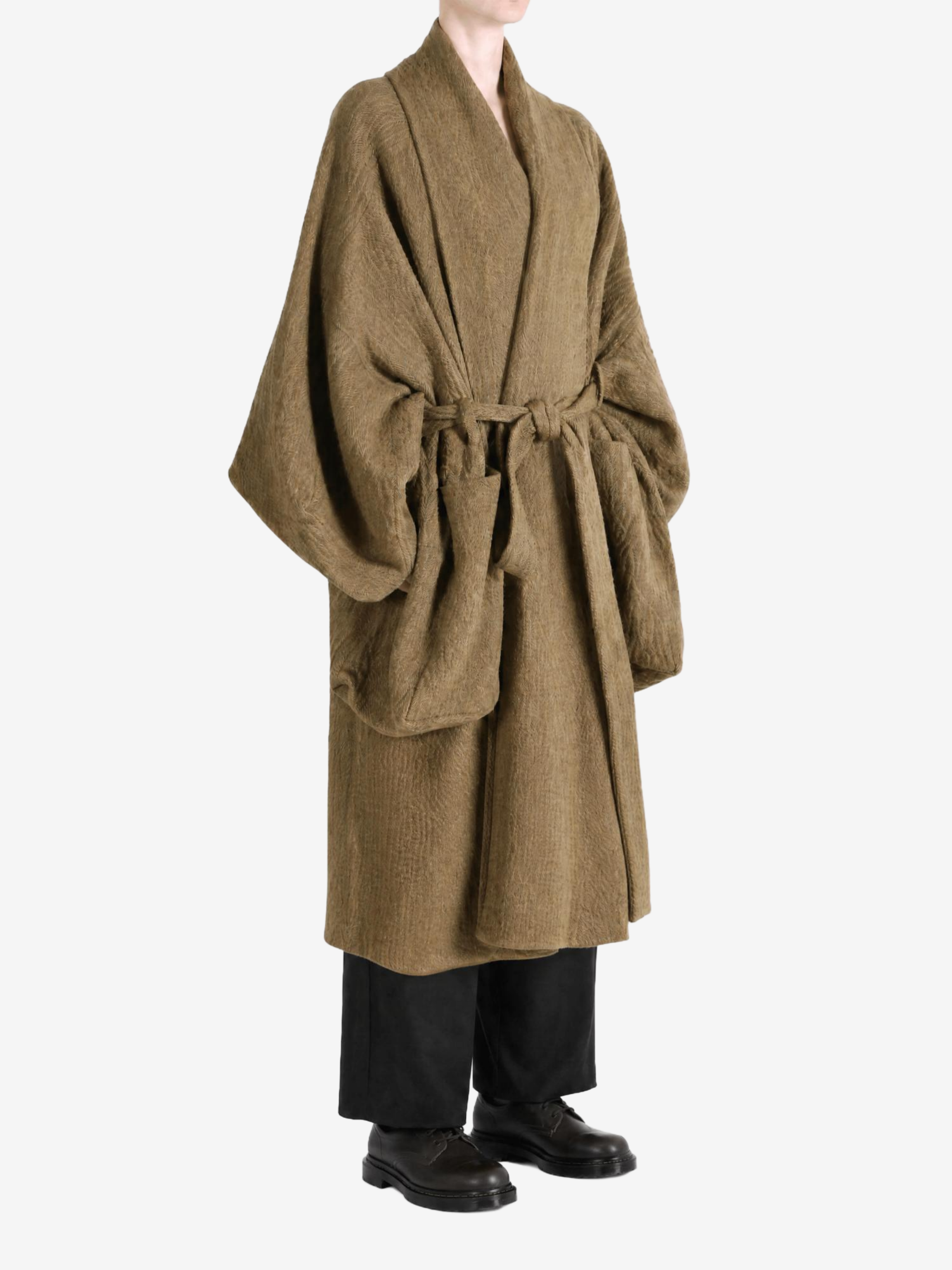 Tan jacket, full body view