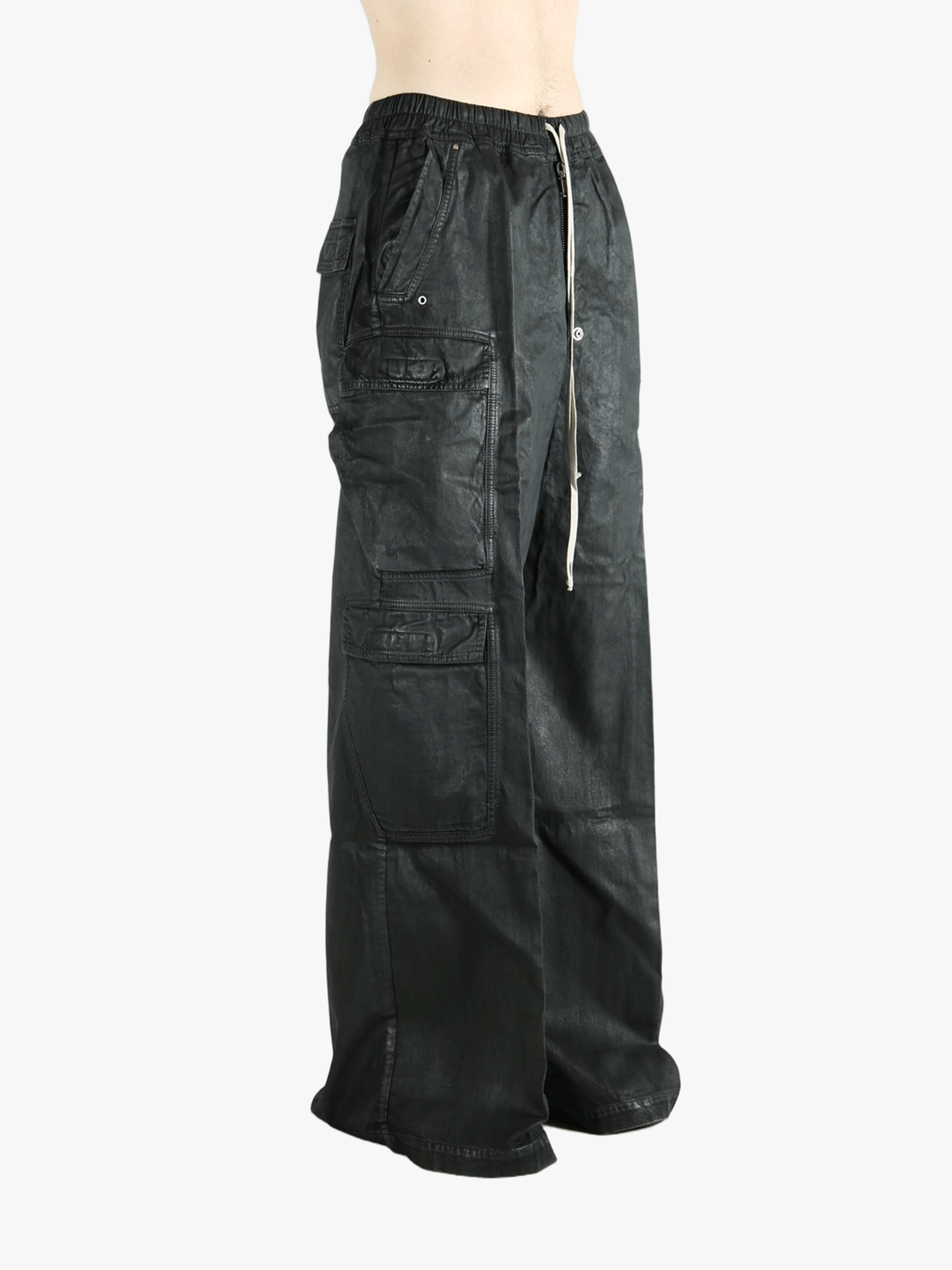 Black pant worn by a person, showing the cotton fit