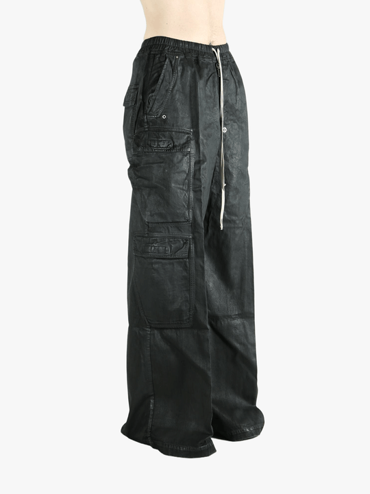 Black pant worn by a person, showing the cotton fit