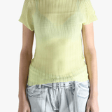Yellow shirt worn by a person, showing the shirt's fit