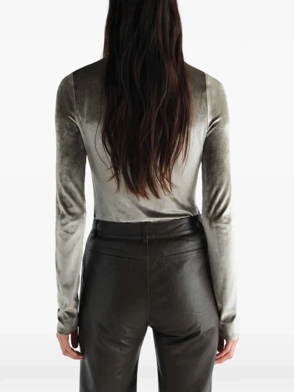 Green top, full body view