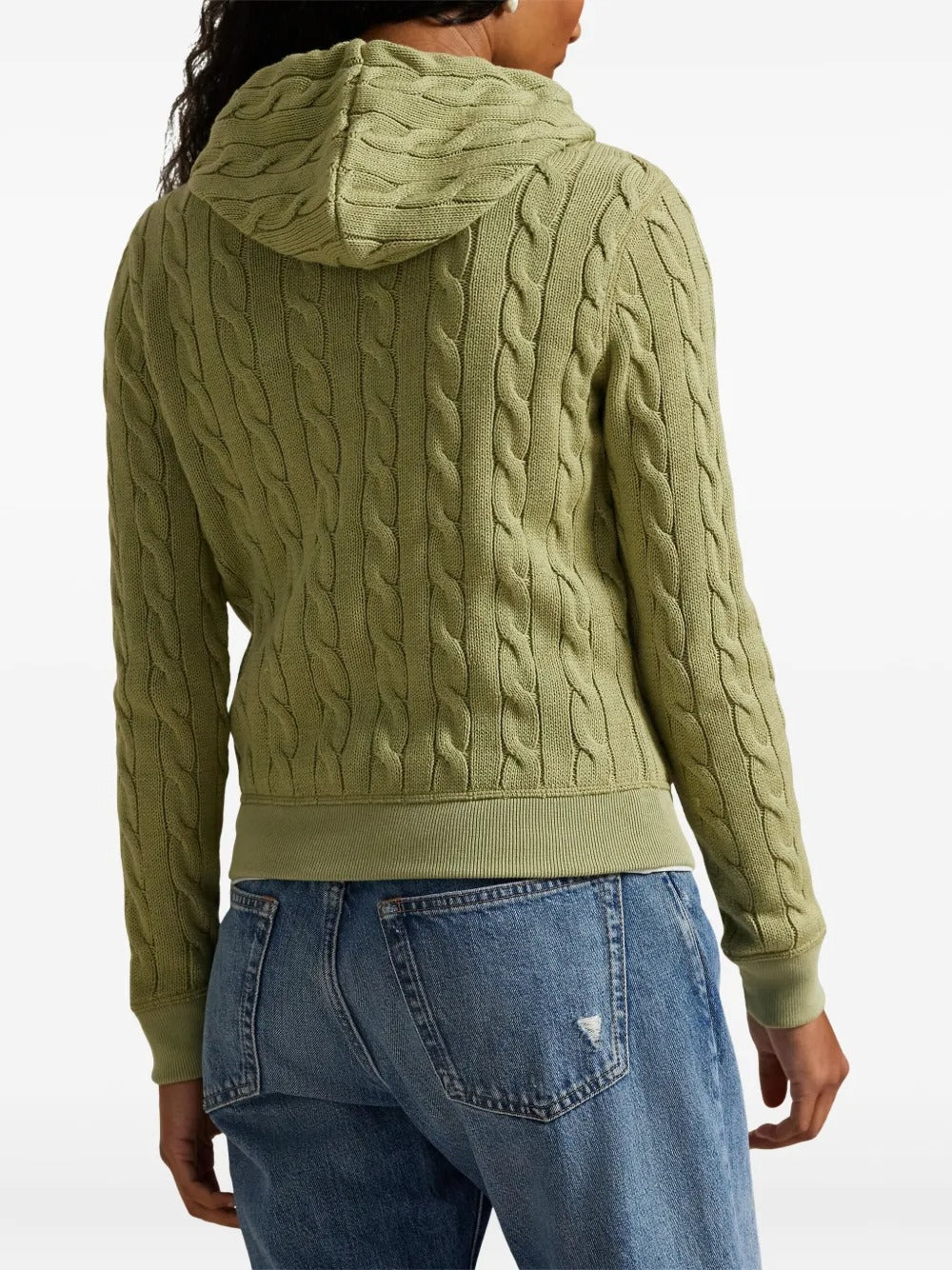 Green hoodie, back view