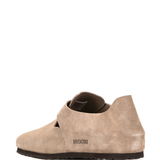 Tan shoes, back view