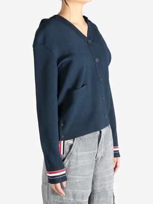 THOM BROWNE - Women Milano Stitch  W/RWB Stripe Cardigan Hoodie