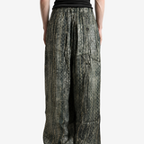 Green pants, full body view