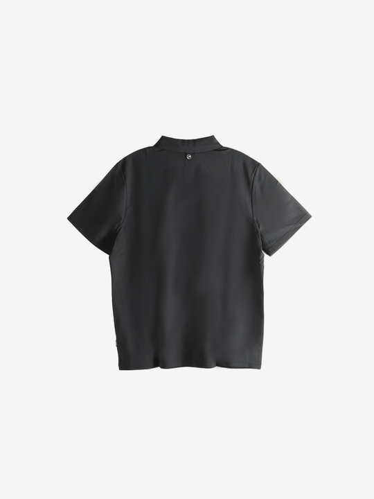 Black polo shirt,back view