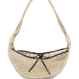 Tan bags, front view