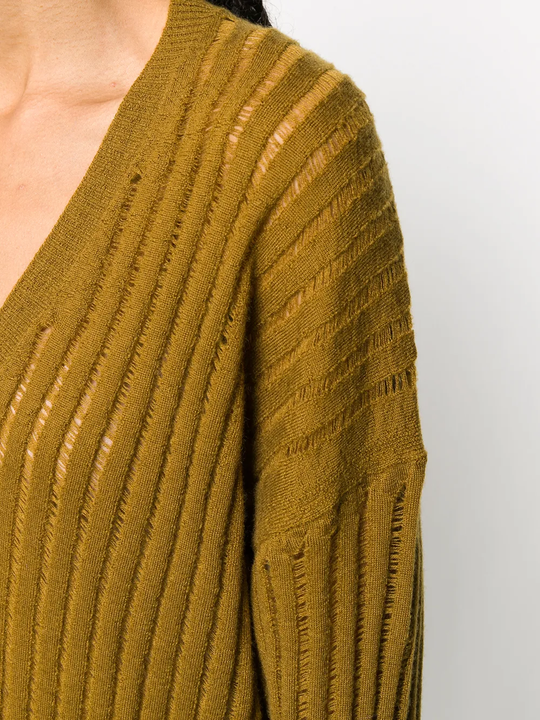 Close up of brown knitwear, showing texture of the Cashmere fabric