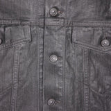 Close up of grey jackets, showing texture of the cotton fabric